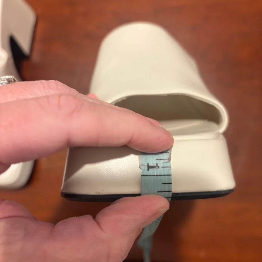 Zara Women's Chunky Platform Slip On Mules in White Size 40